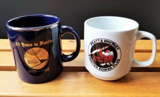 Rare Pratt & Whitney Aircraft Engines Vintage Coffee Cups / Mugs - 25 Years