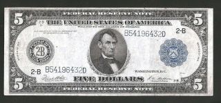 Sharp Rare Type A York 1914 $5 Federal Reserve Note
