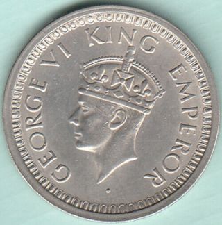British India King George Vi 1945 Rupee Unc Silver Coin Ex.  Rare