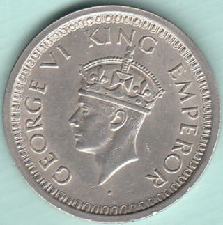 British India King George Vi 1944 Rupee Unc Silver Coin Ex.  Rare