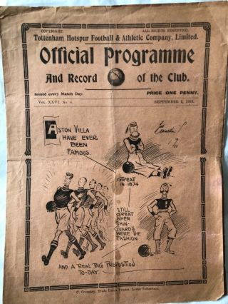 Tottenham Hotspur V Aston Villa 1933 Rare
