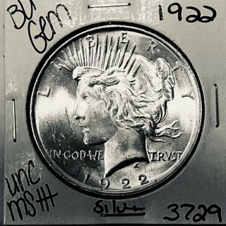 1922 P Bu Gem Peace Silver Dollar Unc Ms,  U.  S.  Rare Coin 3729
