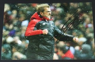 Jurgen Klopp Liverpool Fc Manager Hand Signed 12x8 Photo Rare Mo Salah