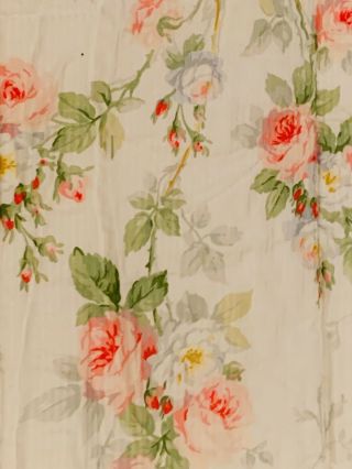 RARE Ralph Lauren Pink Roses & White Full Queen Bedspread Italy Comforter - 2