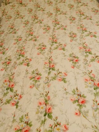 RARE Ralph Lauren Pink Roses & White Full Queen Bedspread Italy Comforter - 4