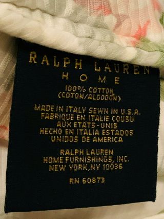 RARE Ralph Lauren Pink Roses & White Full Queen Bedspread Italy Comforter - 8