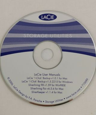 Rare Lacie Storage Utilities 2006 Windows Mac Cd Rom - /