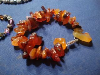 Rare Baltic Amber Sterling Silver Old Pawn Big Chunky Bracelet