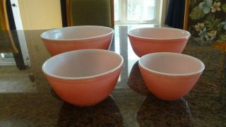 Rare Vintage Pyrex Pink Bowl Set Of 4 Photo