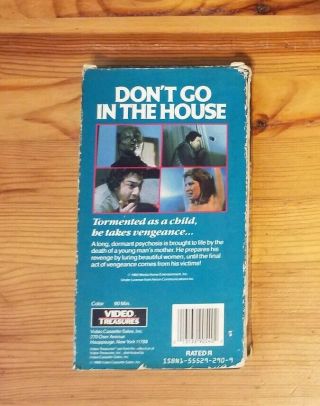 Don ' t Go In The House Rare & OOP Cult Horror Movie Video Treasures Release VHS 2