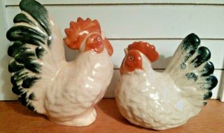 Rare Retired Fitz & Floyd 1981 Chicken Rooster Hen Salt Pepper Shaker