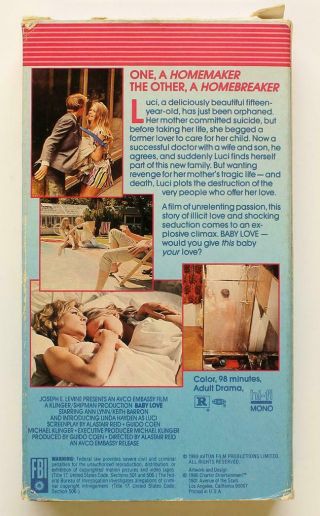 BABY LOVE (1969) LINDA HAYDEN DIANA DORS Rare Charter VHS Video Slipcase 3