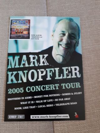 Mark Knopfler Dire Straits Signed Mini Tour Poster/flyer.  Rare.