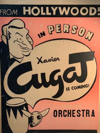 Orig 1940s Xavier Cugat & His Orchestra Concert Poster Great Graphics Rare