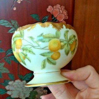 Rare T&v Limoges France Porcelain Orange Serving Bowl With Three Hooks Gold Trim