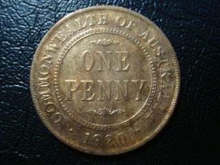 Australian 1920 Penny Coin Dot Above Top Scroll Rare Deceased Estate Find