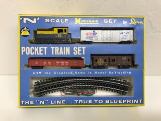 Rare Vintage N Scale Ahm Rivarossi 4516c Santa Fe Pocket Train Set Unrun