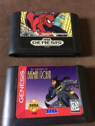 Sega Genesis Spiderman & Batman Rare Classic Vintage Games 90s Comic Books