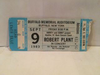 Robert Plant Concert Ticket Stub 9 - 9 - 1983 Buffalo Ny - Rare
