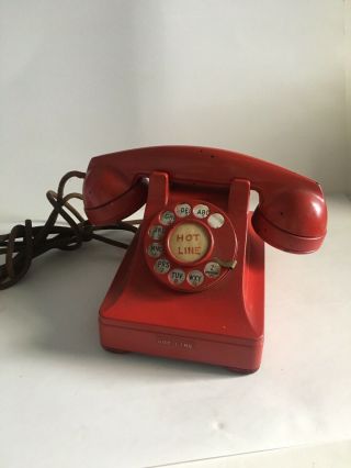 Vintage Red Western Electric Bell System F1 Rotary Dial Telephone - Rare
