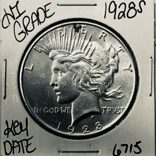 1928 S Silver Peace Dollar Coin 6715 Rare Key Date