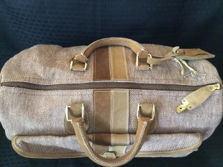Vintage Luggage The French Company Suitcase Bag Tweed Suede Rare W/ Keys 5