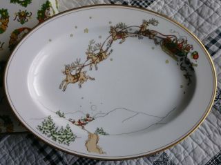 Rare Fitz & Floyd St.  Nicholas 14 5/8 " X 10.  5 Oval Serving Platter Made In Japan