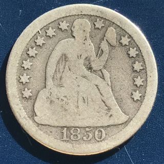 1850 O Seated Liberty Dime 10c Rare Date Better Grade Large O 9655