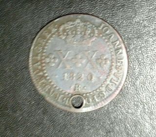 1822 Portugal Silver Real Coin.  Rare