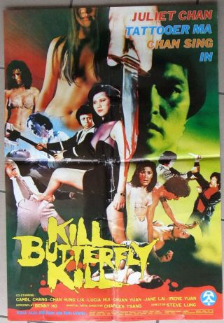 Kill Butterfly Kill (mike Abbott) 30x20 " Hong Kong Ifd Movie Rare Poster 80s
