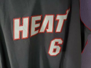 Rare Adidas NBA Miami Heat LeBron James 6 Alternate Jersey Grey Red Mens XL Sewn 2
