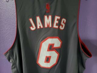 Rare Adidas NBA Miami Heat LeBron James 6 Alternate Jersey Grey Red Mens XL Sewn 7