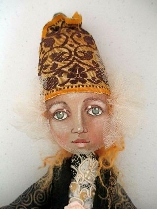Rare 2003 Christine Shively Handmade Artist Sitting Doll Signed 15 "
