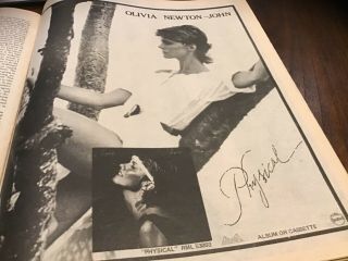Rare Lp & Cassette Release Olivia Newton John Physical Advert 1981