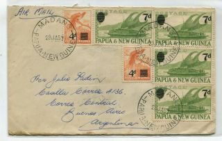 Papua Guinea To Argentina Old Airmail Cover Rare Destination 22850