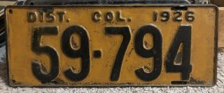 1926 Washington D.  C.  District Of Colimbia Rare Scarce License Plate 59 - 794