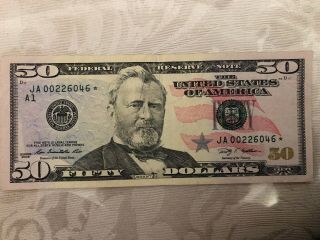 Rare 2009 $50 Star ✯ Note Boston Frb $50.  00 Dollar Bill Ja 00226046 ✯