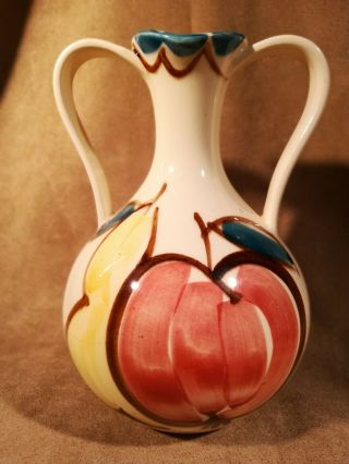 Unusual Rare? Purinton Pottery Double Handled Fruit Pattern Double - Sided Ewer