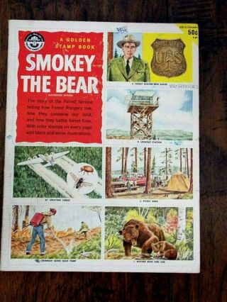 Vintage Golden Stamp Book Smokey The Bear - Extremely Rare - From 1958
