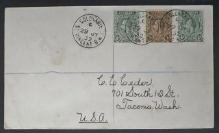 Rare 1932 St Vincent Cover Ties 3 X Kgv Stamps Canc Colonarie To Usa