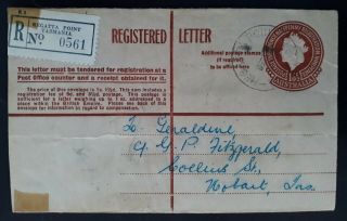 Rare 1938 Australia 1/01/2 - Pre Printed Registd Letter - Regatta Point Tasmania