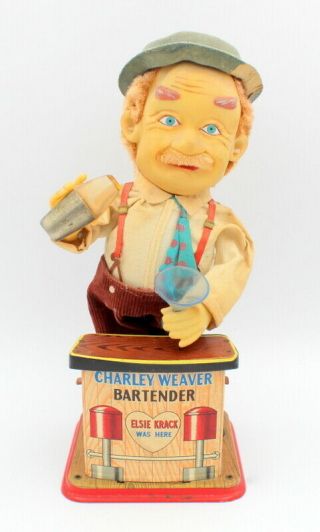 Rare Vintage Charley Weaver Bartender Toy From 1960s Americana Booze Cool 6058