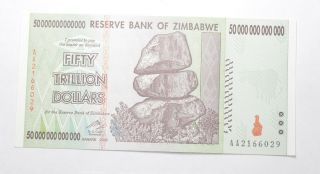 Rare 2008 50 Trillion Dollar - Zimbabwe - Uncirculated Note - 100 Series 313