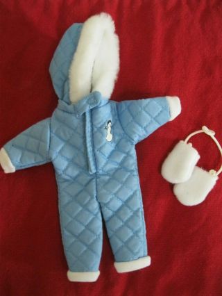 Madeline 8 " Doll Blue Quilted Snowsuit Outfit White Fleece Mittens Very Rare Exc