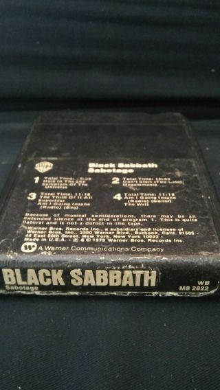 Black Sabbath Sabotage 8 Track Tape Rare Good Spring Pad