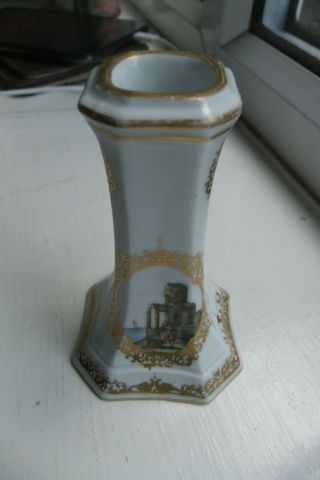 VERY RARE and FINE Meissen small candlestick.  Hand painted Heroldt harbour scenes 2
