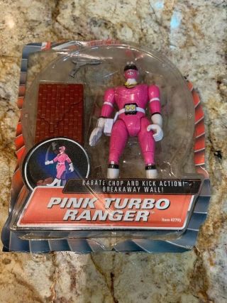 Power Rangers Pink Turbo Ranger Karate Chop And Kick Action Breakaway Wall Rare