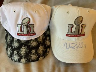Nick Foles & Carson Wentz Autographs 2017 Two Superbowl 52 Rare Sponsored Caps