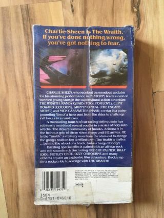 THE WRAITH VHS TAPE Rare Check out the pics 4