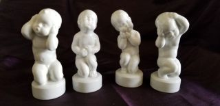 Rare - Complete Set Of 4 B&g Bing & Grondahl White Porcelain Baby Figurines